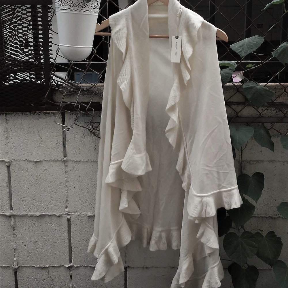 Anthropologie Cream Sleeveless Cardigan, NWT